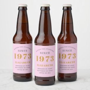 Rótulo Para Garrafa De Cerveja 50º Aniversário Nascer 1973 Adicionar Cinza Rosa d