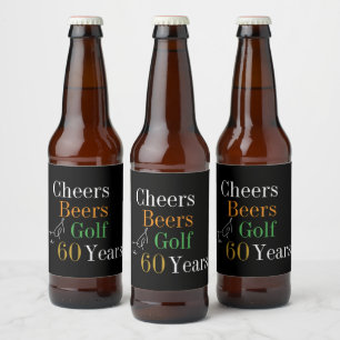Rótulo Para Garrafa De Cerveja 60º aniversário Golfe aplaude cervejas Dourado par