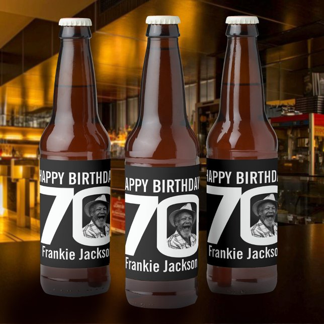 Rótulo Para Garrafa De Cerveja 70 Birthday - nome personalizado de fotografia pre (Criador carregado)