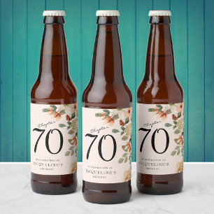 Rótulo Para Garrafa De Cerveja 70 Birthday Vintage Floral