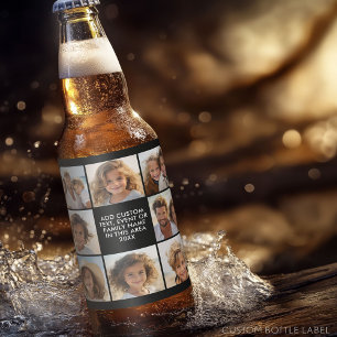 Rótulo Para Garrafa De Cerveja 8 Colagem de Fotos - Texto Personalizado - Fundo P