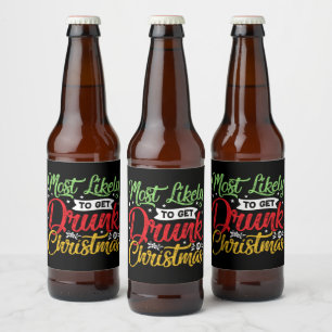 Rótulo Para Garrafa De Cerveja a festa de Natal do bebado mais engraçada