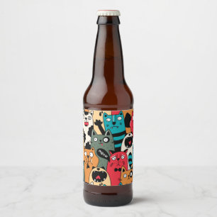 Rótulo Para Garrafa De Cerveja A multidão de gatos