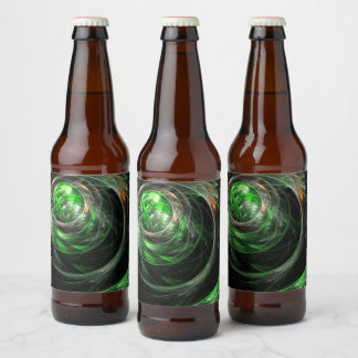 Rótulo Para Garrafa De Cerveja À volta da Abstrato de Arte Verde Mundial