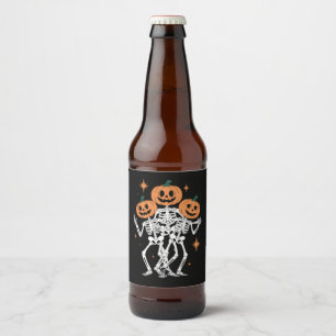 Rótulo Para Garrafa De Cerveja Abóbora Esqueleto Halloween Abóbora Temporada Assu