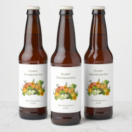 Rótulo Para Garrafa De Cerveja Abóboras de Ação de Graças Outono Personalizadas