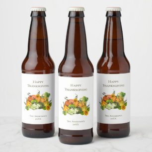 Rótulo Para Garrafa De Cerveja Abóboras de Ação de Graças Outono Personalizadas