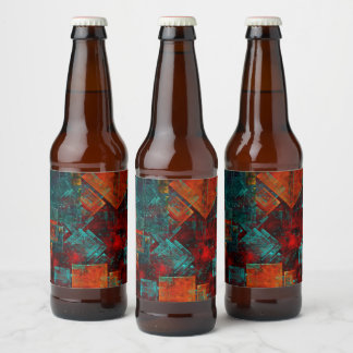Rótulo Para Garrafa De Cerveja Abstrato Moderno Padrão Artístico Legal Colorido