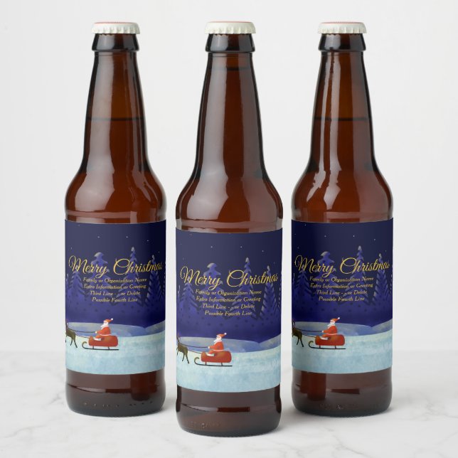 Rótulo Para Garrafa De Cerveja Adicionar Nome da Família / Organização Azul + Pap (Garrafas)