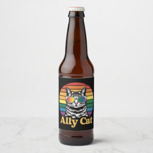 Rótulo Para Garrafa De Cerveja Ally Cat LGBT Sinalizador LGBTQ Gift