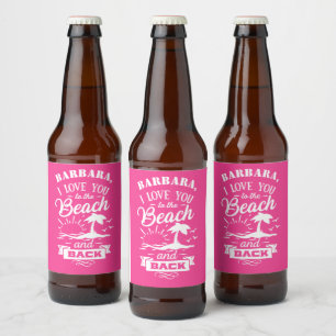 Rótulo Para Garrafa De Cerveja Ame-te à Praia e ao costume branco cor-de-rosa