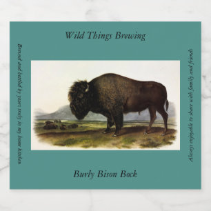 Rótulo Para Garrafa De Cerveja American Bison, ou Buffalo (Bison bison) - Audubon