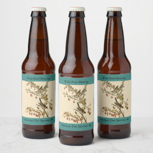 Rótulo Para Garrafa De Cerveja American Tree Sparrow, Pássaros da América de Audu