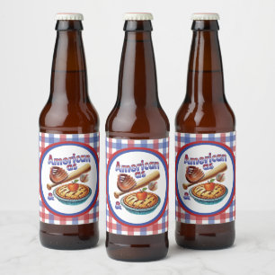 Rótulo Para Garrafa De Cerveja Americano divertido como Beball e Apple Pie