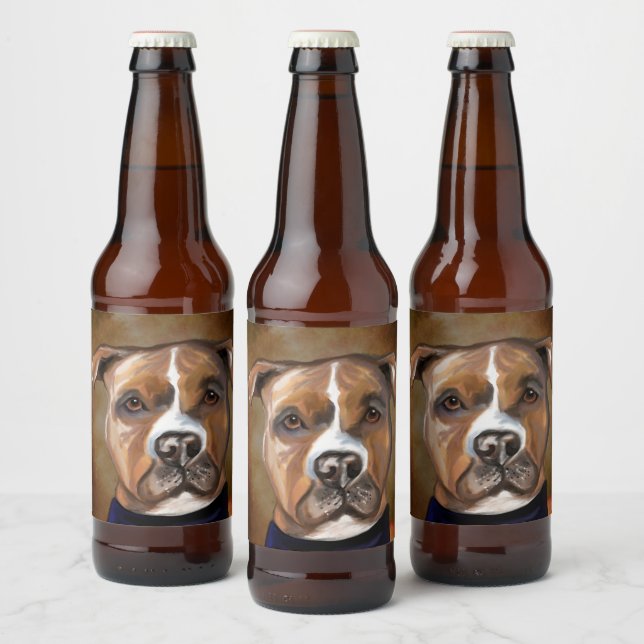 RÓTULO PARA GARRAFA DE CERVEJA AMERICANO STAFFORDSHIRE TERRIER (Garrafas)
