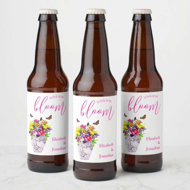Rótulo Para Garrafa De Cerveja Amor No Bloom Floral Wedding (Garrafas)