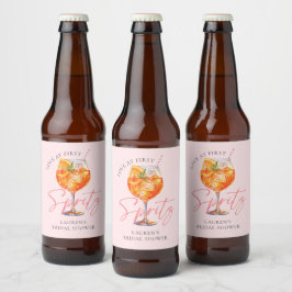 Rótulo Para Garrafa De Cerveja Amor rosa moderno no primeiro Chá de panela Spritz