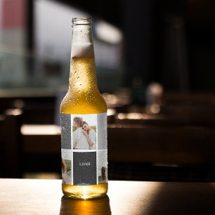 Rótulo Para Garrafa De Cerveja Amor Vive Aqui   Três Presentes Da Família De Foto
