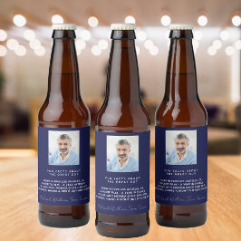 Rótulo Para Garrafa De Cerveja Aniversário azul marinho foto fatos divertidos bio