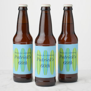 Rótulo Para Garrafa De Cerveja Aniversário Bright Surfboards