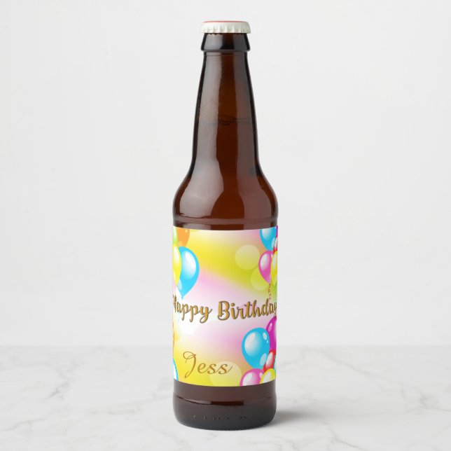 Rótulo Para Garrafa De Cerveja Aniversário Colorido (Frente)