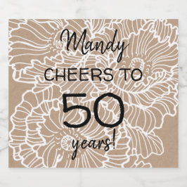 Rótulo Para Garrafa De Cerveja Aniversário das flores lineart