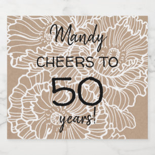 Rótulo Para Garrafa De Cerveja Aniversário das flores lineart