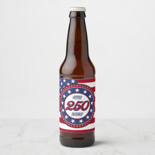 Rótulo Para Garrafa De Cerveja Aniversário de 250 anos da América com a bandeira
