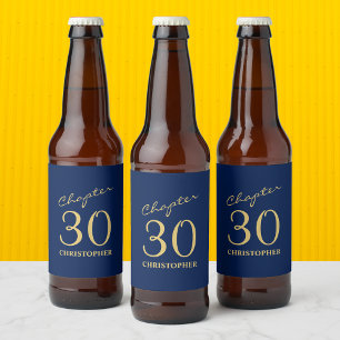 Rótulo Para Garrafa De Cerveja aniversário de 30 anos Capítulo 30 Azul Dourado