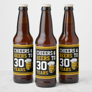 Rótulo Para Garrafa De Cerveja aniversário de 30 anos para saudações e cerveja