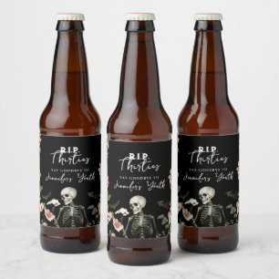 Rótulo Para Garrafa De Cerveja aniversário de 40 anos RIP Partido Floral Cor-de-R
