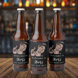Rótulo Para Garrafa De Cerveja Aniversário de boas-vindas personalizadas em branc