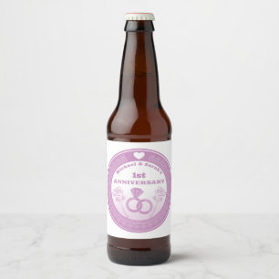 Rótulo Para Garrafa De Cerveja Aniversário de casamento com aspecto de renda no a
