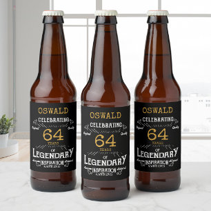 Rótulo Para Garrafa De Cerveja Aniversário negro Dourado