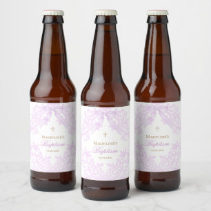 Rótulo Para Garrafa De Cerveja aquarela lilás roxo Batismo