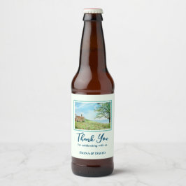 Rótulo Para Garrafa De Cerveja Aquecimento Doméstico Campo Popppy Paisagem Aquare