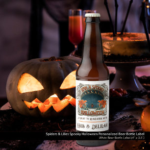 Rótulo Para Garrafa De Cerveja Aranhas de Halloween Spooky e Vintage Lily Victori