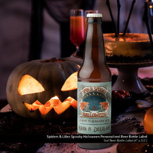 Rótulo Para Garrafa De Cerveja Aranhas e Leilões Estranhos Halloween Personalizad