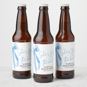 Rótulo Para Garrafa De Cerveja Arco Azul Dusty Ela é Chá de panela Casando