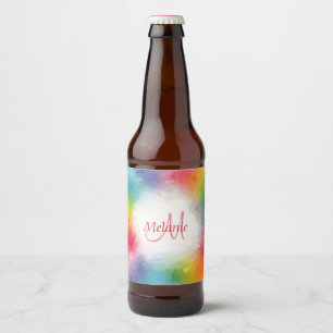 Rótulo Para Garrafa De Cerveja Arco-Íris Moderno, Colorida Personalizada com Mod