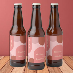 Rótulo Para Garrafa De Cerveja Arcos Retro Coral Rosa Casamento