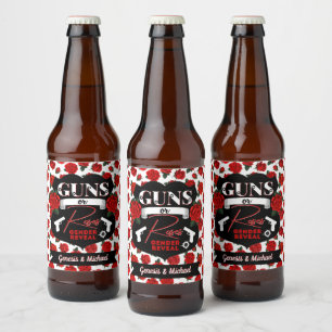 Rótulo Para Garrafa De Cerveja Armas ou Rosas Gênero Revelam Vermelho/Preto