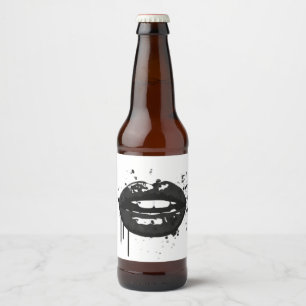 Rótulo Para Garrafa De Cerveja Artista da maquiagem de beijo de na moda de lábios