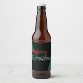 Rótulo Para Garrafa De Cerveja Árvore de Natal da Glitter