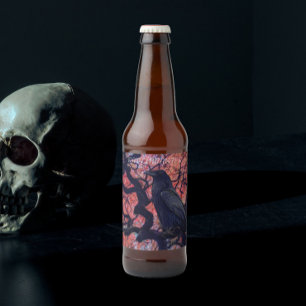 Rótulo Para Garrafa De Cerveja Árvore mapeada japonesa preto e verde