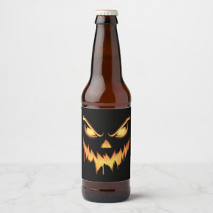 Rótulo Para Garrafa De Cerveja Assustador Pumpkin Jack O Lanterna Face Halloween