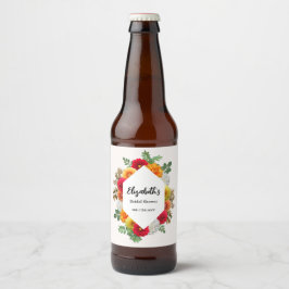 Rótulo Para Garrafa De Cerveja Autumn Dahlia Floral Fall Chá de panela
