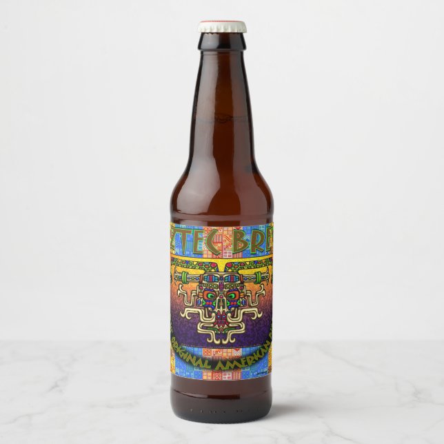 Rótulo Para Garrafa De Cerveja Aztec Invoca A Cerveja Original Americana (Frente)