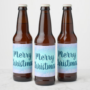 Rótulo Para Garrafa De Cerveja Azul geada Feliz Natal