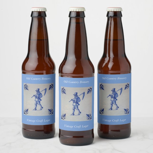 Rótulo Para Garrafa De Cerveja Azulejo Azul Delft - Modelo (Garrafas)